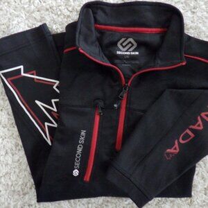 Second Skin Men's 1/4 Zip Mock Neck Pullover Logo Chest Pocket Black Size Large